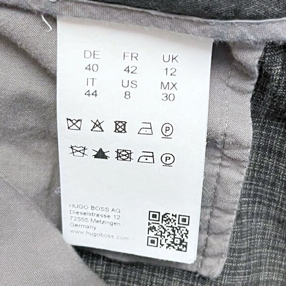 Boss Hugo Boss Womens Size 8 Gray Plaid Raw Hem Dress Pant Wool - Picture 8 of 11